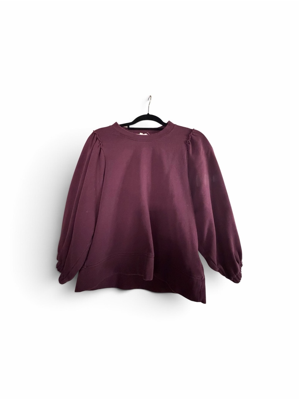 Splendid Burgundy Puff Sleeve Sweatshirt Cozy Pullover Size xs